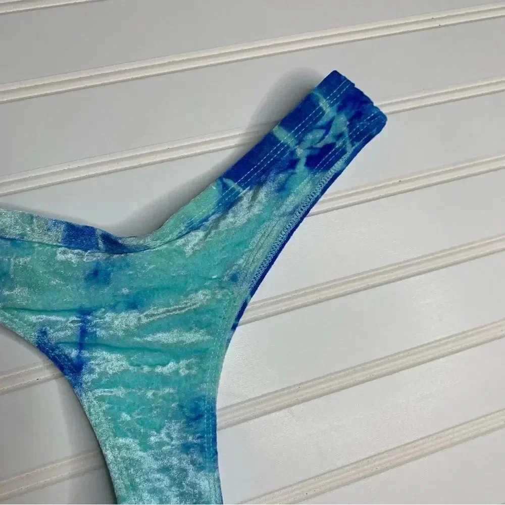 Frankie’s Bikinis Oliver Bottom Aqua Tie Dye